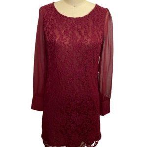 Burgundy & Lace Dress S